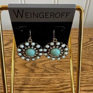 Turquoise Color and Gold Tone Earrings